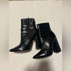 Zara Glossy Black Heeled Boots